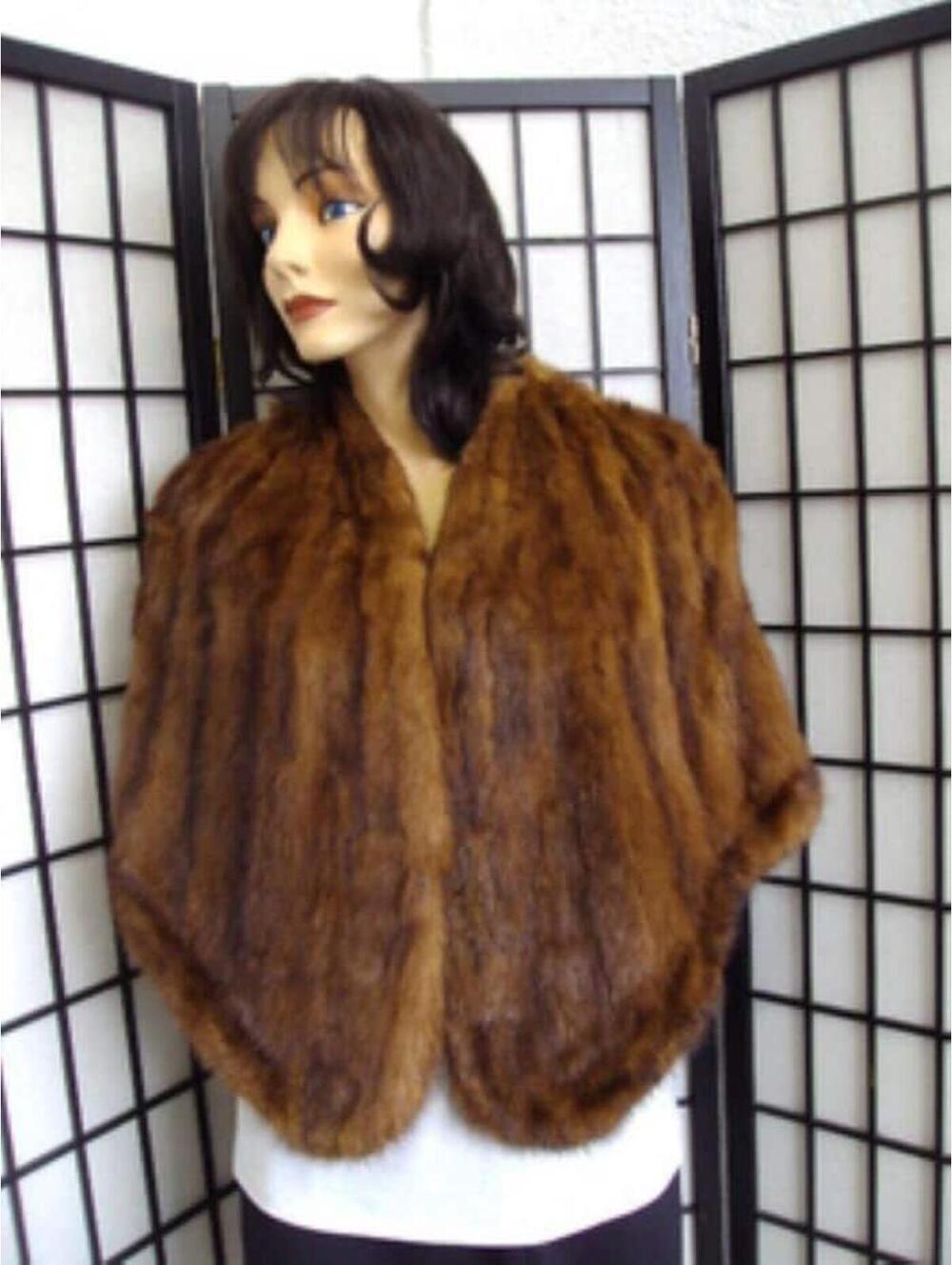 Scrap Item: Chinese Mink Fur Cape Stole Wrap Shawl Women Woman One Size